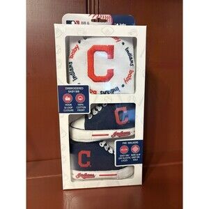 MLB Baby Fanatic Cleveland Indians Bib & Pre-Walkers 0-6 Months NIB